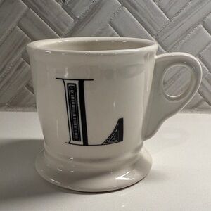 Anthropologie L Monogrammed White Ceramic Mug